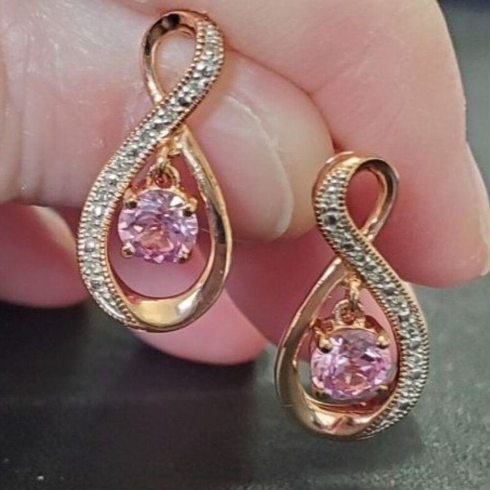 Lorenzo rose gold pink sapphire diamond earrings